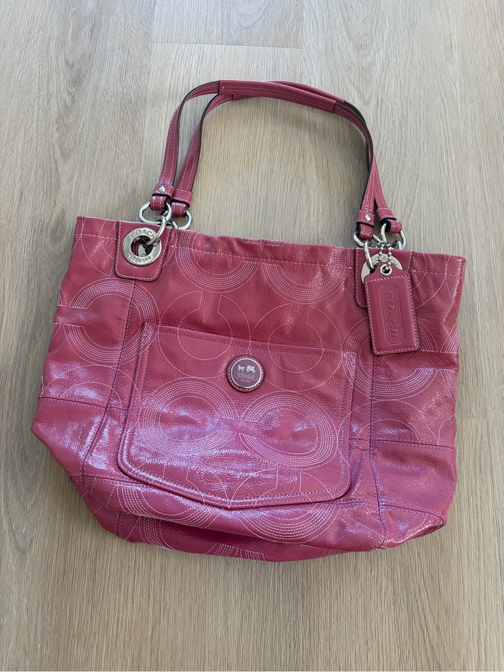 Coach Patent Leather Alex Shoulder Bag Magenta
